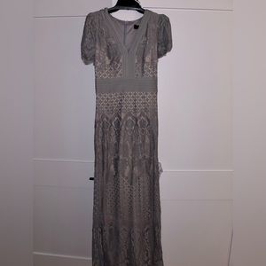 Grey with pink underlining lace dress Tadashi shoji